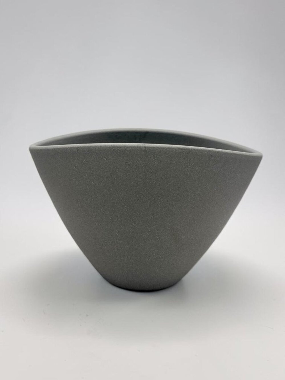 German Gray Ceramic Oval Planter Bowl Matte Textured Minimalist Decor 8.5"
